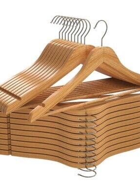 Natural Wood Clothes Hangers Strong Wooden Premium Quality Box Of 20